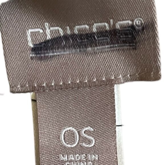 Chico’s Lightweight Floral Lurex Neutral Beige Boho Fringe Scarf - Picture 4 of 5